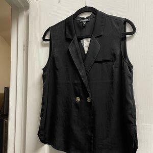 Express double breasted vest cross button silk top